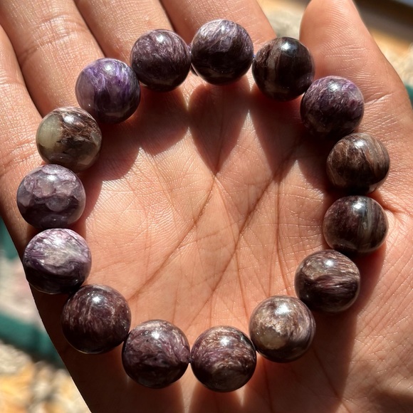 Charoite in Matrix Crystal Bracelet 14mm - Picture 3 of 6